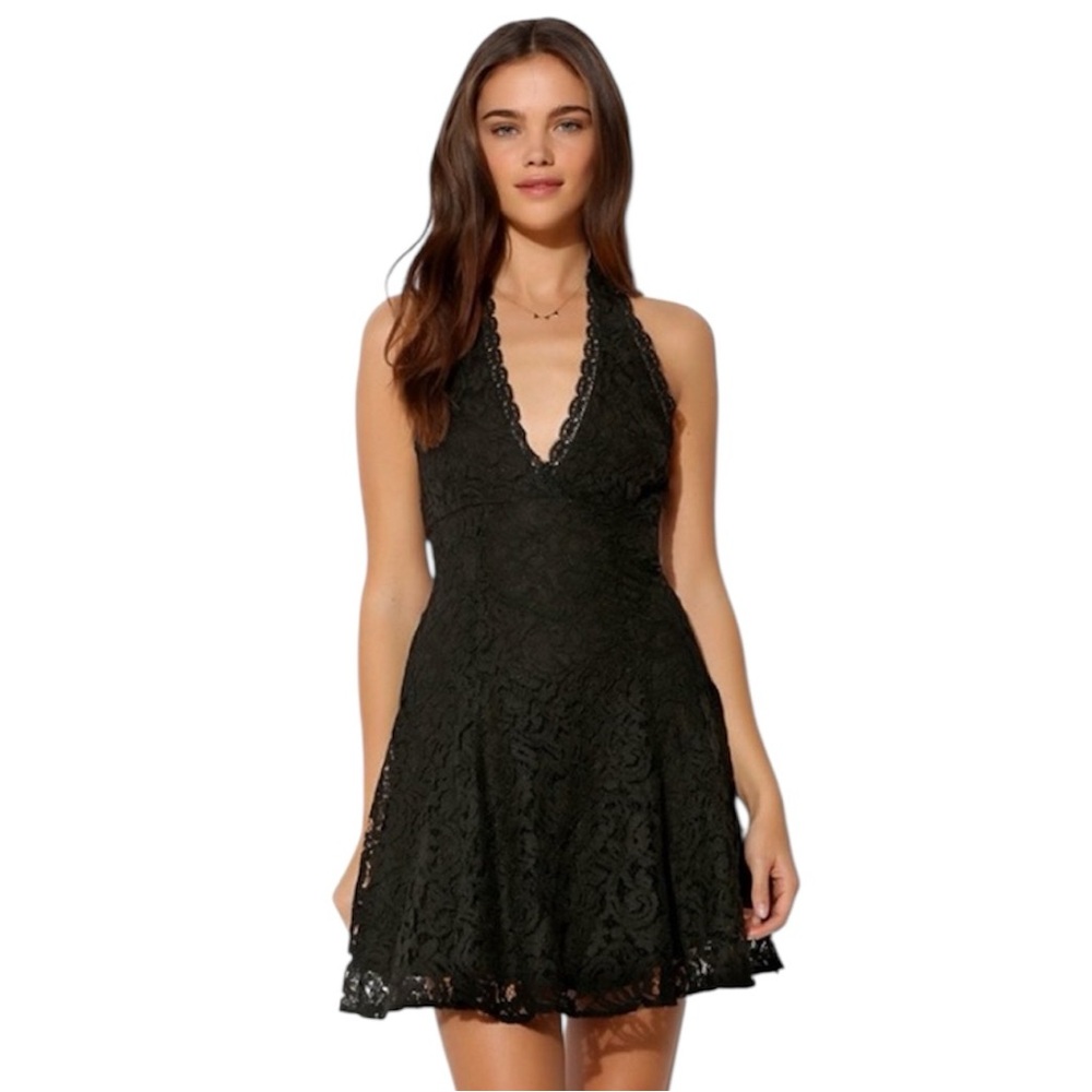 Kimchi Blue Black Lace Halter Mini Dress – Flare Style, NWT, Size Small
